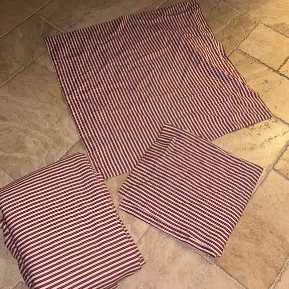 Pottery Barn Bedding Pottery Barn Red Natural Ticking King Duvet